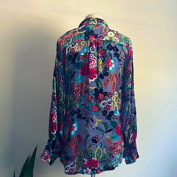 Johnny Was Vibrant Multicolor Floral Shirt - Picture 7 of 7